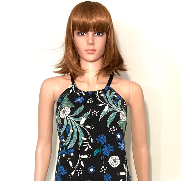 ❌SOLD❌MED•RICKI’S•SLEEVELESS FLORAL BLUE / GREEN BLOUSE• - Picture 2 of 6